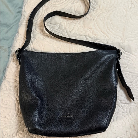 Coach Handbags - Coach Midnight Black Leather Shoulder Bag